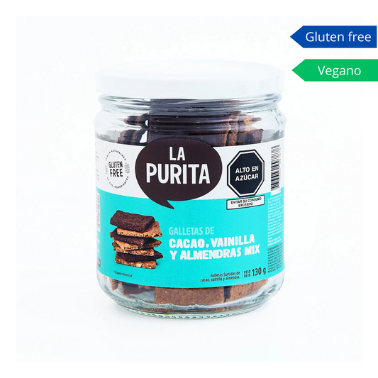Galletas de cacao, vainilla y almendras mix 130g- La Purita